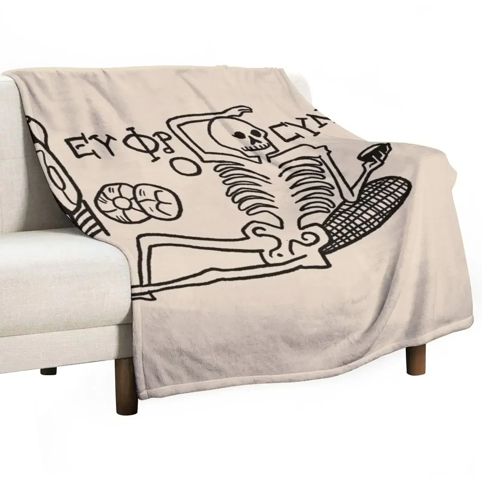 

Be Cheerful, Live Well Skeleton Throw Blanket Cute Plaid on the sofa Blankets