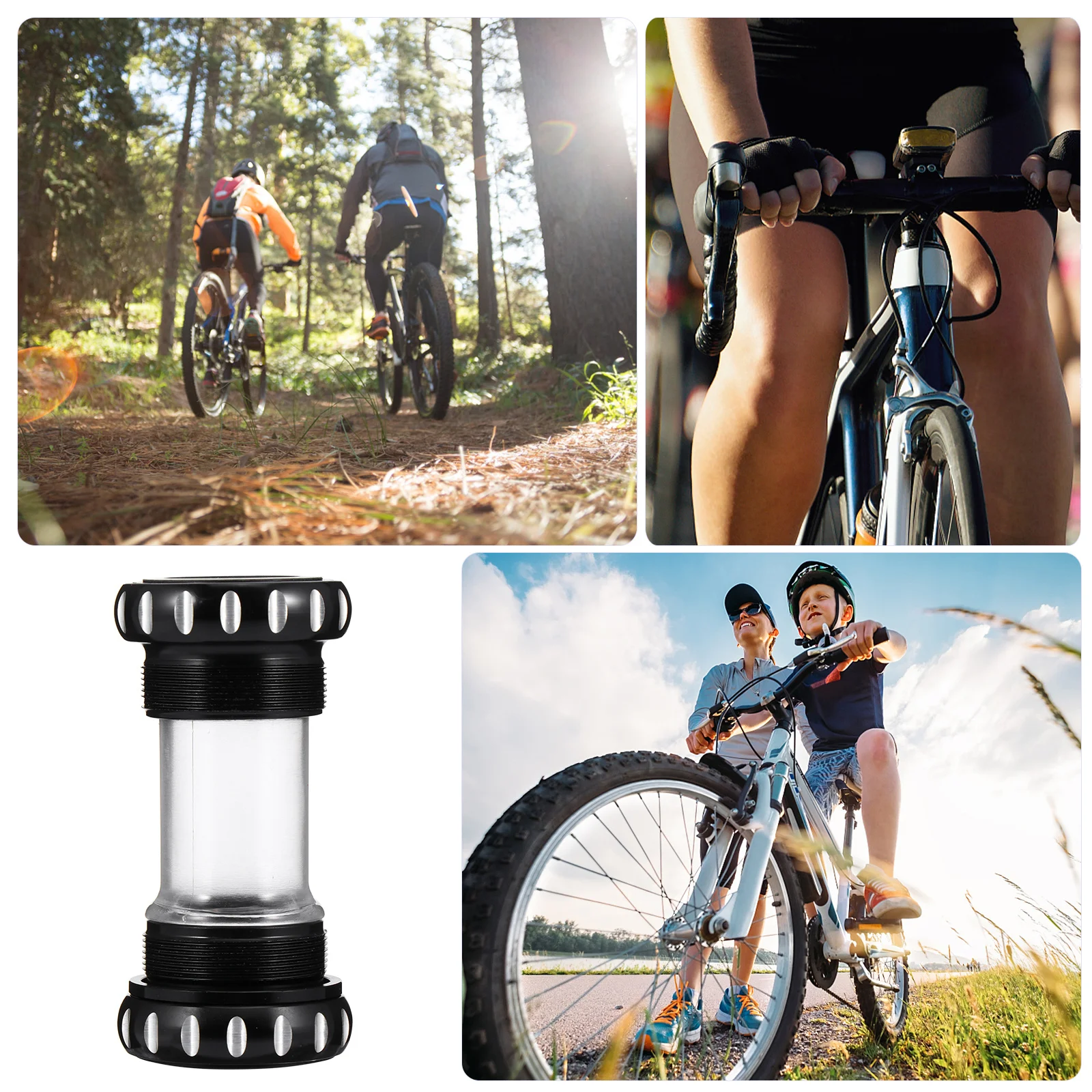 

Mountain Bike Bottom Axle High Strength Aluminum Threaded Sealed Bearing Waterproof Integrated Hollow Crankshaft Durable