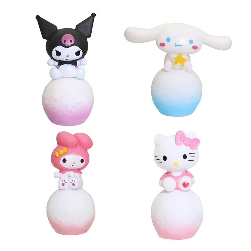 Lampka nocna Sanrio Kawaii Hello Kitty Kuromi Cinnamoroll figurki Anime świecąca lampa oświetlenie do sypialni dekoracja pokoju zabawki dla dzieci