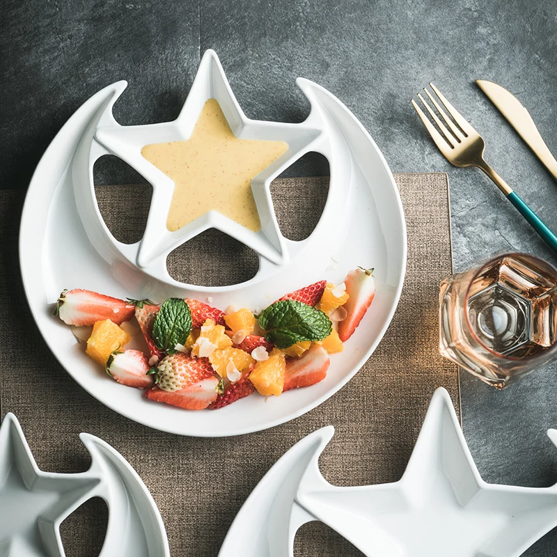 Kitchen, Home Restaurant Ceramic Plate, Cute Dumpling Plate, Dip Dish, Dessert Plate, Solid Color Irregular Tableware
