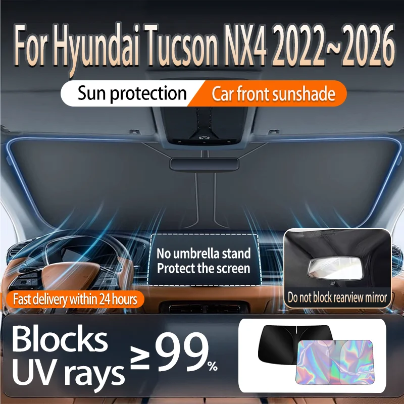 

Foldable Reflector Sunshade For Hyundai Tucson NX4 2022~2026 Car Windshield Sun Visor Heat Insulation Summer Auto Accessories