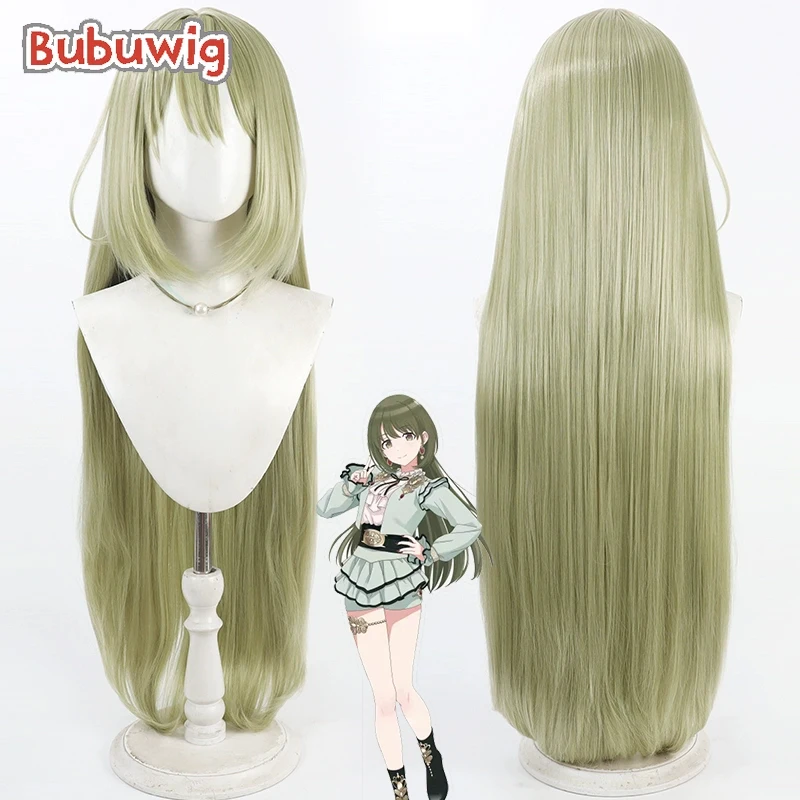 

Bubuwig Synthetic Hair Nanakusa Nichika Cosplay Wigs Gakuen Idolmaster Nanakusa Nichika 100cm Light Green Cos Wig Heat Resistant