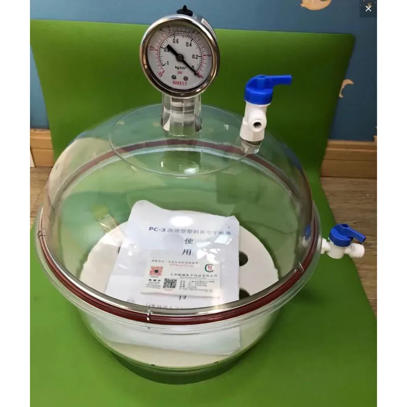 Promotion 2025 PC-3 252MM Polycarbonate Plastic Vacuum Dryer Laboratory Transparent Vacuum Drying Kettle Double Valve Wi 2025