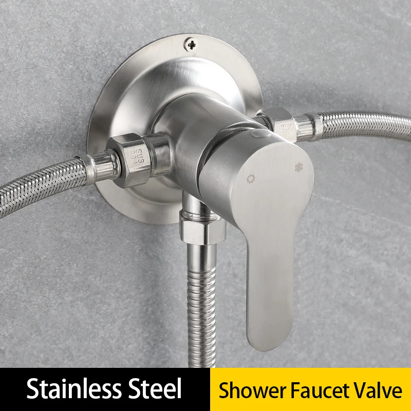 Stainless Steel Exposed Shower Faucet Control Valve Switch Tap 3 Way Shower Diverter Hot Cold Mixer Valve for Solar Water Heater