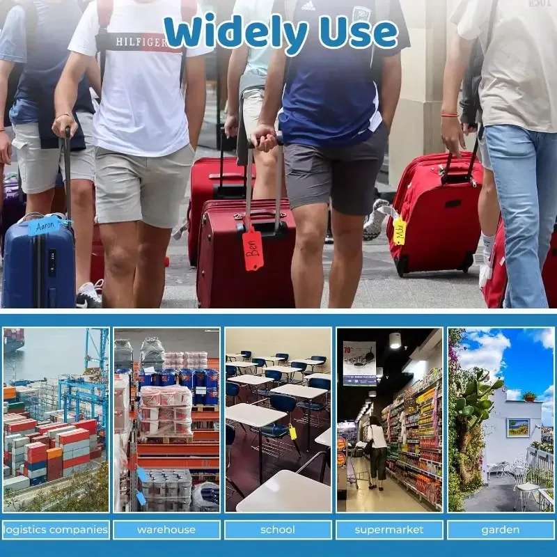 157 قطعة من ملصقات النقل البلاستيكية القابلة للكتابة المقاومة للماء مع شرائط الختم - علامات تعليق متينة وملونة للمفاتيح والأمتعة