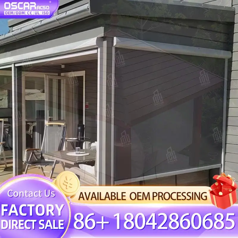 

Motorized Roller Waterproof Zip Screen Outdoor Blinds with Larger Width for Patio Garden Balcony Rolling Blind