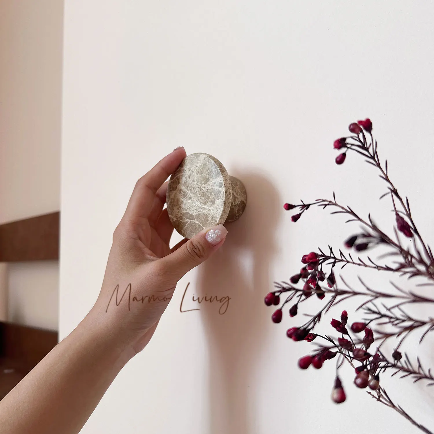 Wabi Sabi Natural Stone Hook Wall Mounted Coat Hanger for Living Room Bedroom Entryway Decor
