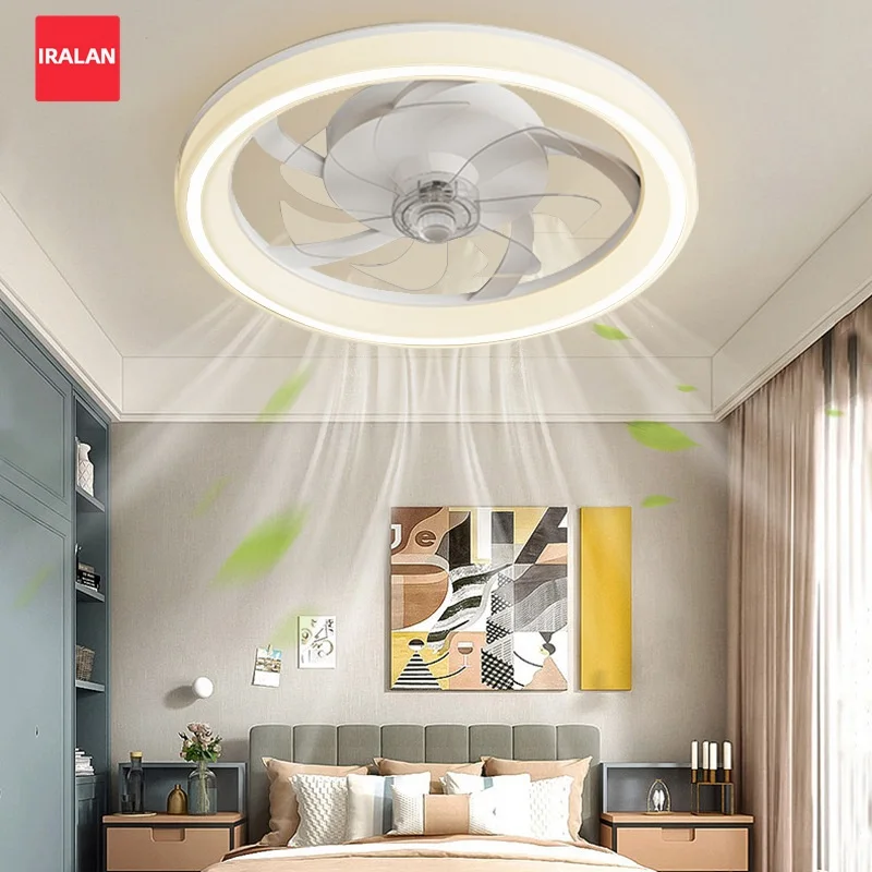 

IRALAN Integrated LED Ceiling Fan Light Bedroom 6 Wind Power Smart Ceiling Fan Lamp Living Dining Room Modern Silent Fan Light