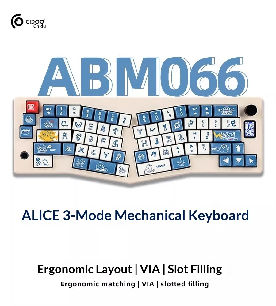 CIDOO ABM066 Mechanical Keyboard Kit Small Color Screen Three Mod Low Delay Gaming Keyboard Gasket Hot Swap Pc Accessories Gifts