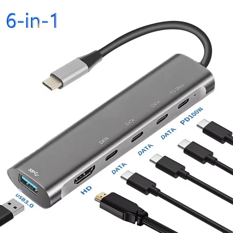 HUB USB C Hub 5 ports type c to USB 3.0 PD 60W DATA USB C 2.0 Multiport Adapter for Notebook Laptop Splitters 5 in 1 USB HUB