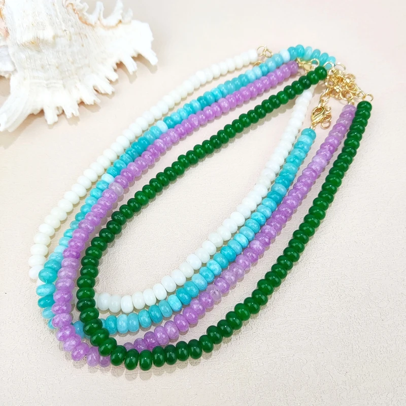 Colorful 5*8mm Natural Stone Beaded Necklace Fashion Handmade Jewelry for Women Party Wedding Accessories 16+2‘’