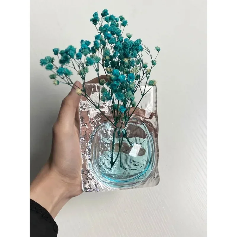 Ocean-Inspired Crystal Vase: Simplistic Elegance, Japanese Boutique Flower Holder, Exquisite Glass Decor | Elegant Crystal Vase