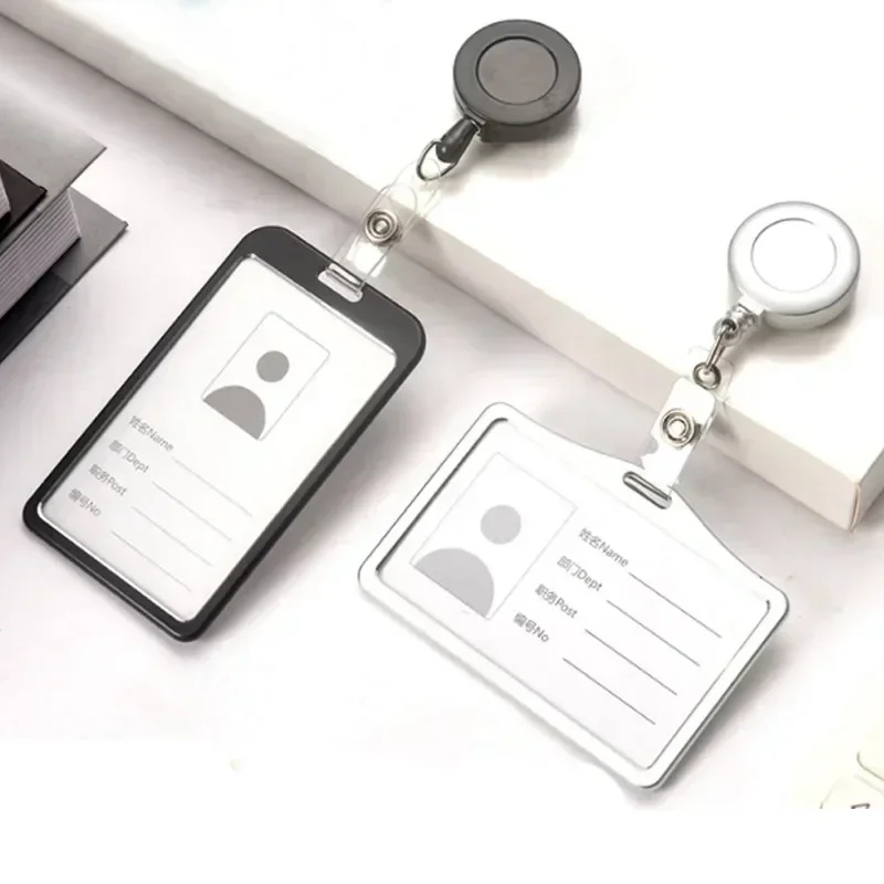 Retractable Id Card Holder with Lanyard Badge Holder Business Credit Card Holder Bus Card Case Cards Sleeve Office Accessories