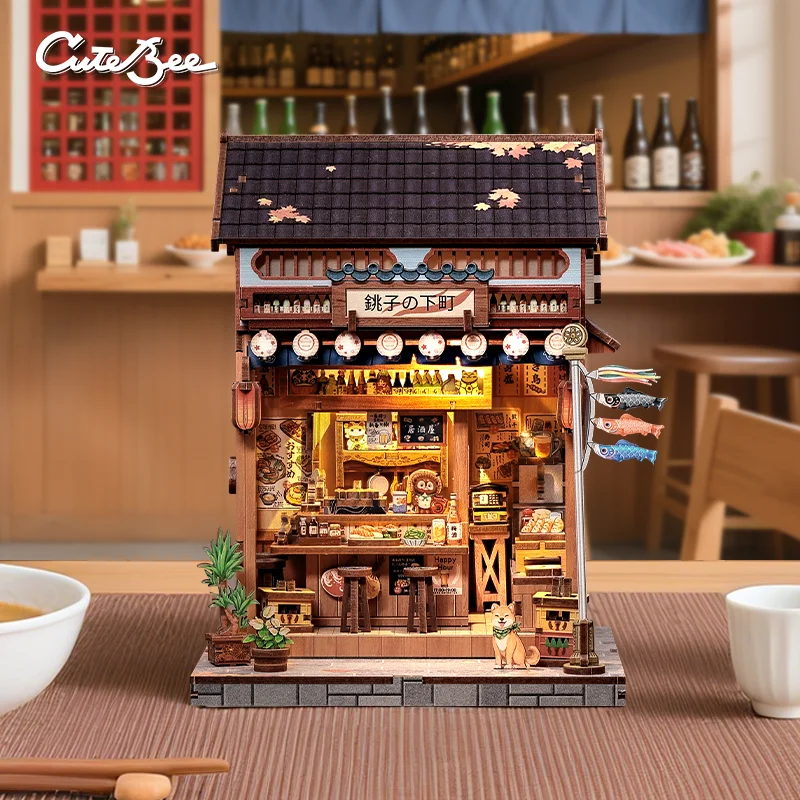 Kit Book Nook Izakaya Japonais – Miniature 3D à Construire En Bois, Décoration De Bibliothèque Avec Éclairage LED, Idée Cadeau Originale Pour Adultes