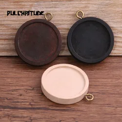 6pcs 25mm Inner Size Three Color Round Wood Cabochon Base Setting Charms Pendant Necklace Findings