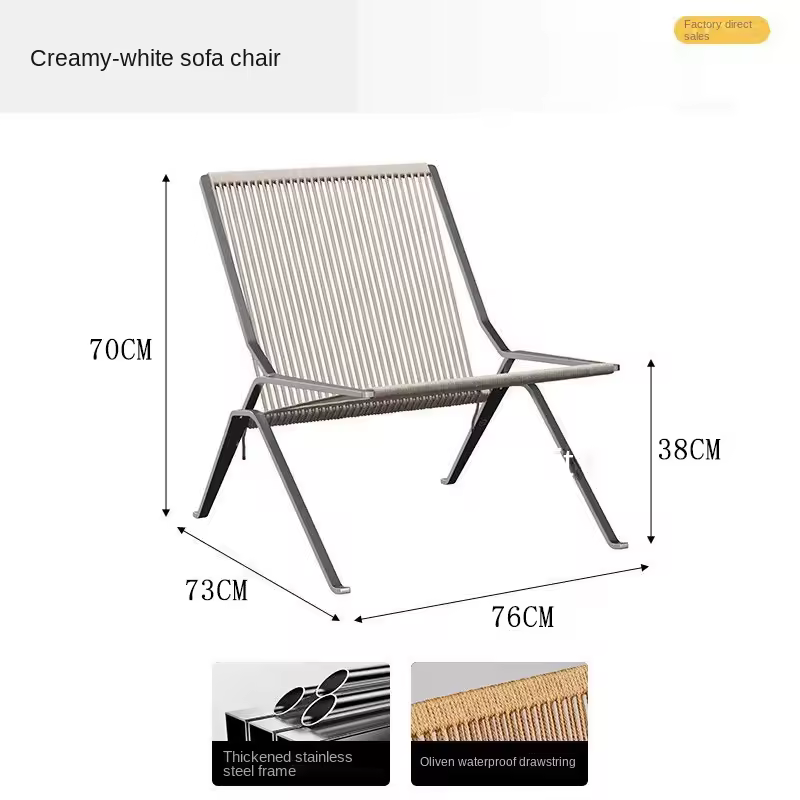 MOMO Bauhaus Single Lounge Chair Living Room Minimalist Rope Sofa Hotel Lounge Reception Chair Outdoor Woven Chair - Image 10