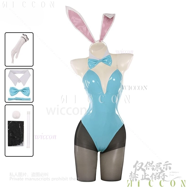 أنيمي الأزرق الأرشيف تأثيري أكاني كارين نيرو Asuna زي مثير جلدية ارتداءها حبال بذلة الأرنب فتاة هالوين