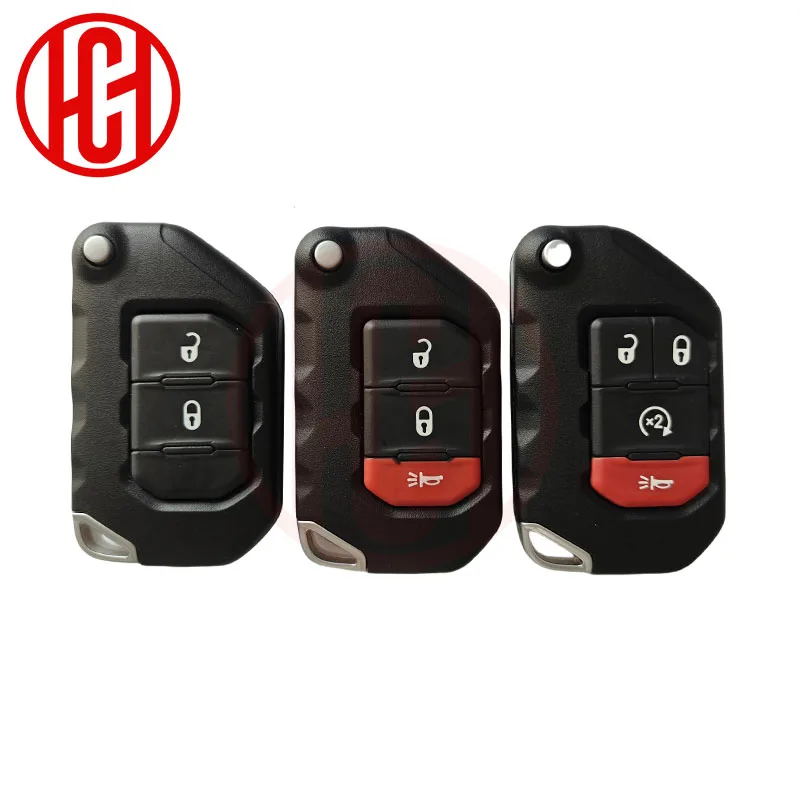 

OHT1130261 2/3/4 Buttons Car Flip Remote Key Shell For Jeep Wrangler Gladiator 2018 2019 Renegad Key Casee Compass