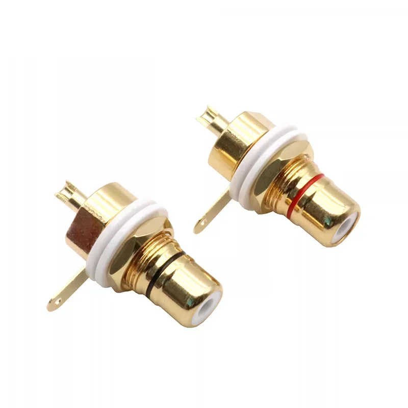 

2/4/10Pcs Gold-plated RCA Socket Female Jack RCA Connector Chassis Panel Mount Connector with Nut Terminal