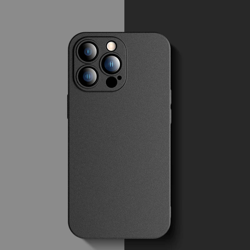 Luxury Ultra Thin Matte Case For iPhone 15 14 13 Pro 12 Mini XS Max X XR SE 2020 2022 7 8 Plus Solid Black Silicone Soft Cover