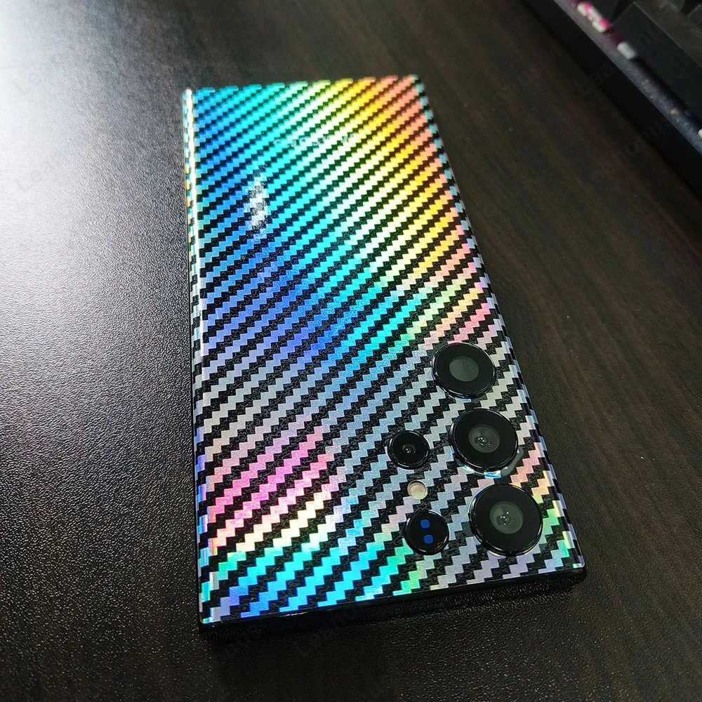 Aurora Carbon Fiber Skin for Samsung Galaxy S23 S22 S21 S24 Note 20 Ultra S10 Plus Back Protector Film Cover Gradient Sticker