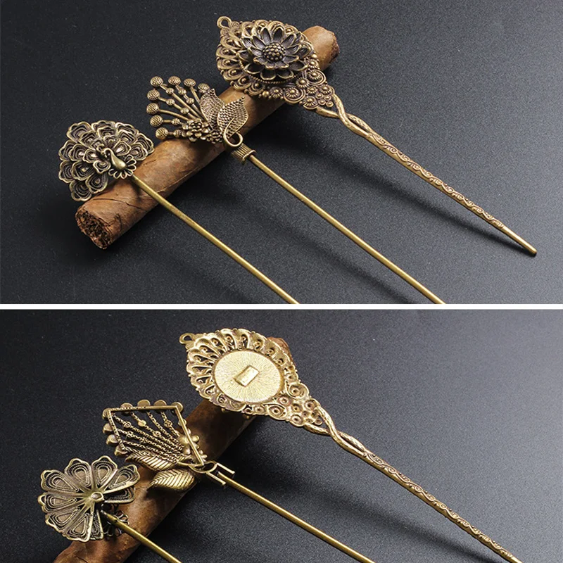 Retro Carving Cigar Needle Bronze Dredge Drilled Loose Cigarette Cigar Pass Needle Tool Smoker Carving Smoking Accessories