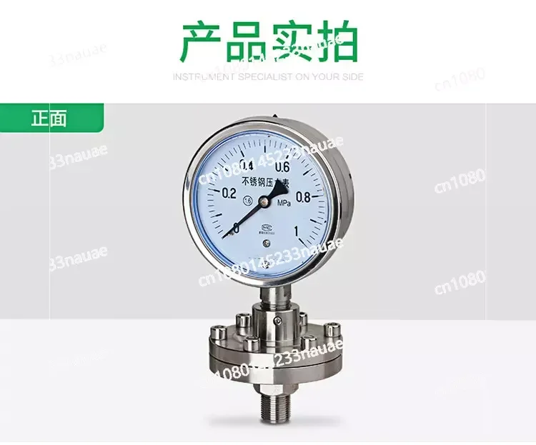 Diaphragm Pressure Gauge Stainless Steel Shockproof YTP100BF/ML Threaded Connection Corrosion-resistant Tantalum