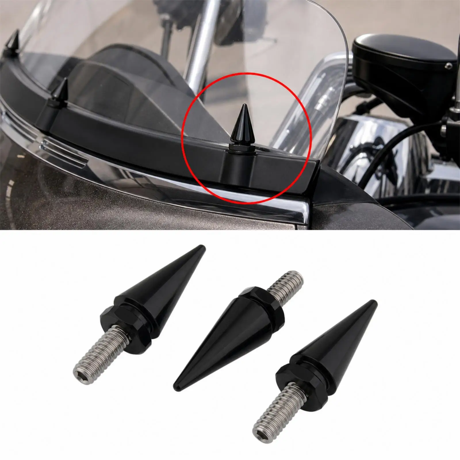 3x Windshield Trim Screw Bolt Replacement Windshield Spike Bolts for Electra Glide 1996-2013 Accessories Motorbike