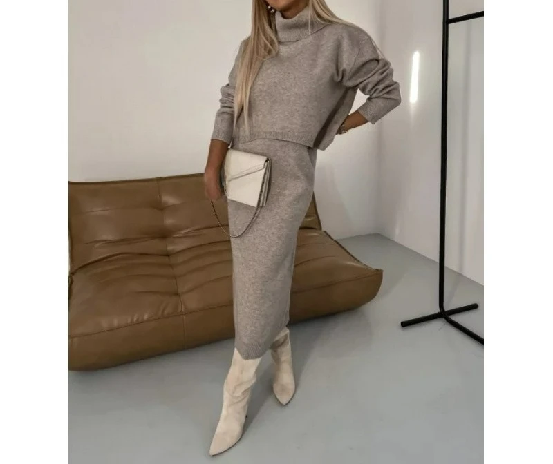 2025 Autumn and Winter New Women's Clothing Lazy Style Knitted Sweater Elegant Half Skirt Two-piece Set