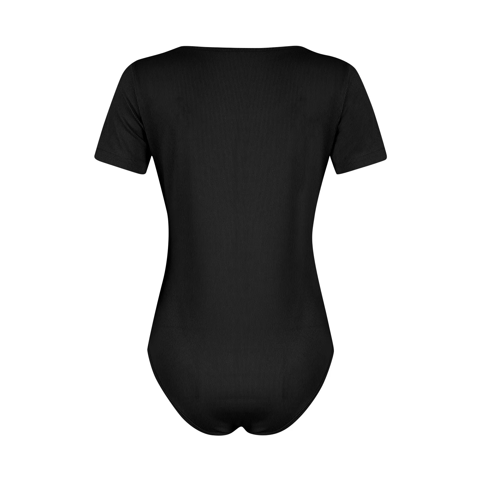 Casual Basic Black White Bodysuit Women Summer Short Sleeve Woman Body Top Cotton Bodycon Jumpsuit Romper Ladies 2024