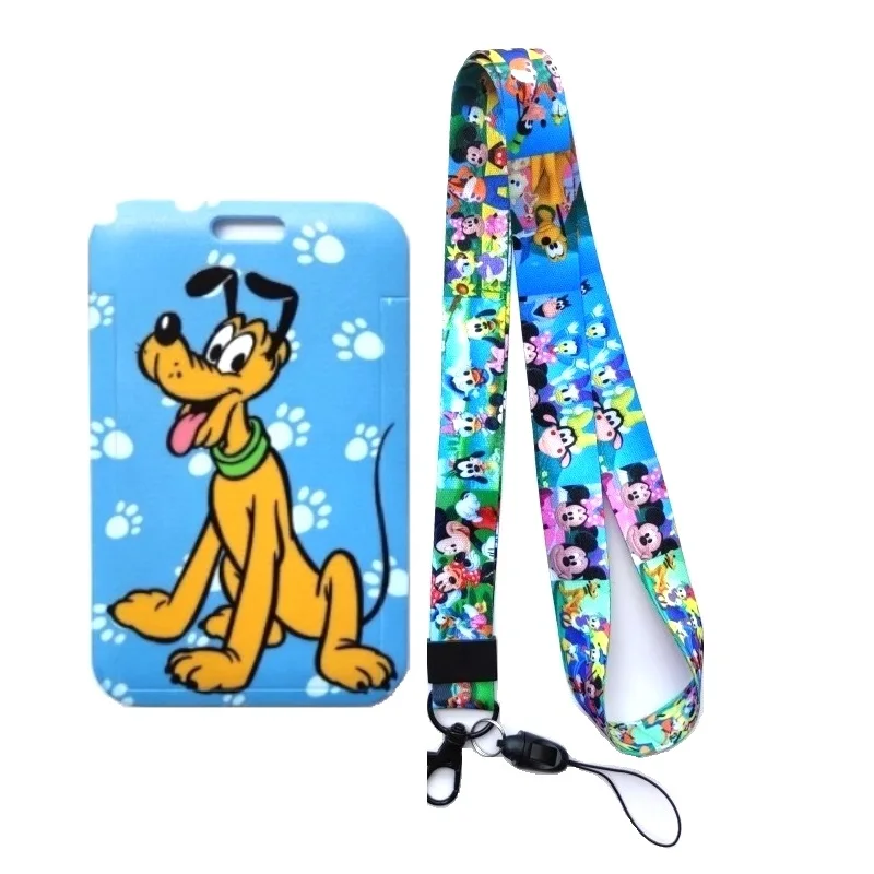 

Disney Mickey Minnie Pluto Boys Lanyard Sliding Card Cover Badge Holder Fashion Styles Event Promotion Work Name Tag Bus Card