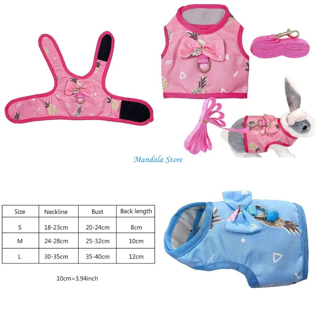 

U2JC Rabbit Harness and Leash Set Vest with for Small Animal Walking S/for