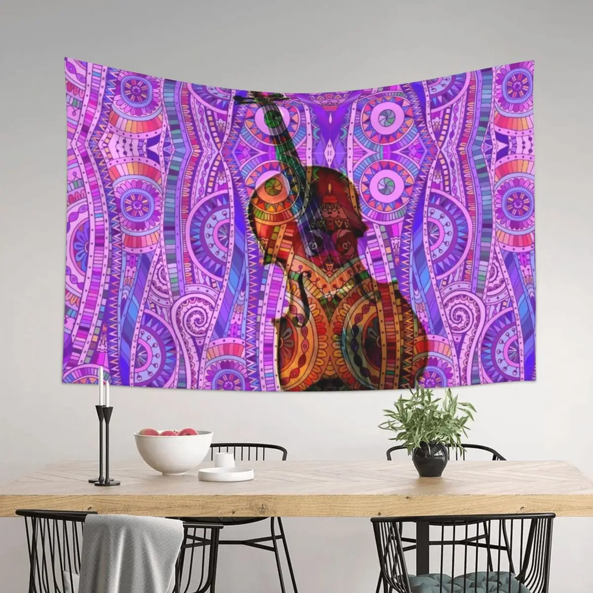 

VIOLIN ARABESQUE IN PINK Tapestry Wall Decoration Items Art Mural Room Decorations Aesthetics Tapestry