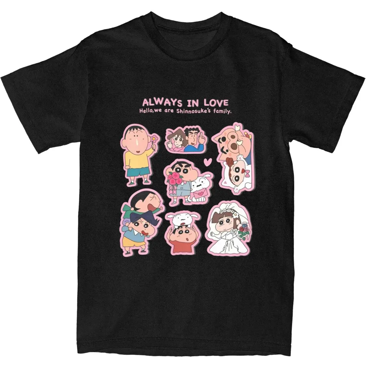 Crayon Shin Nohara Shinnosuke Cartoon Cotton T-Shirts Popular Tshirt for Men's Beach Y2K Funny Casual Short Sleeve Tees