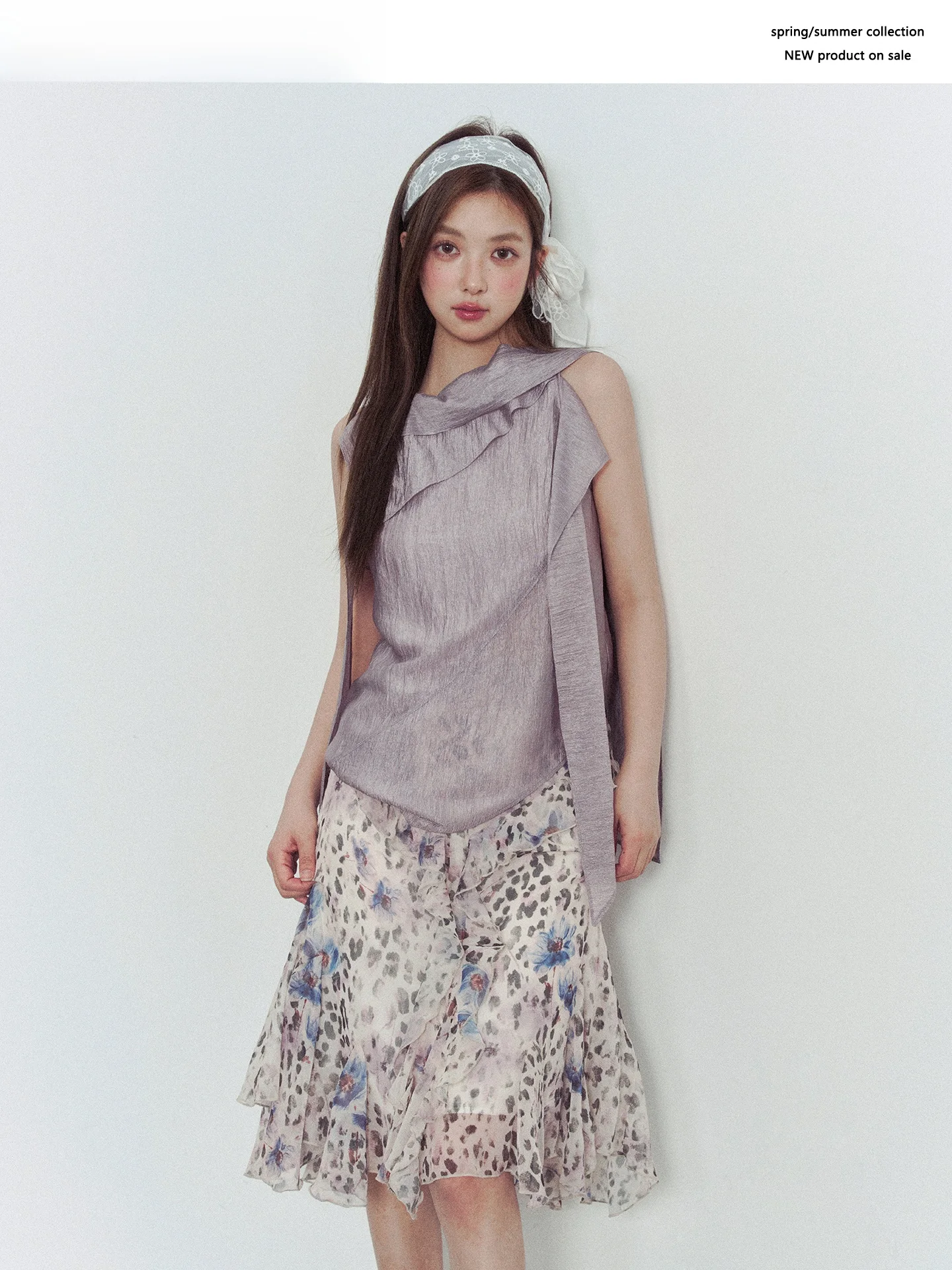 

Летняя женская модная юбка-трапеция MAXMENT без рукавов с поясом, асимметричным подолом и принтом, драпированная, в стиле колокол