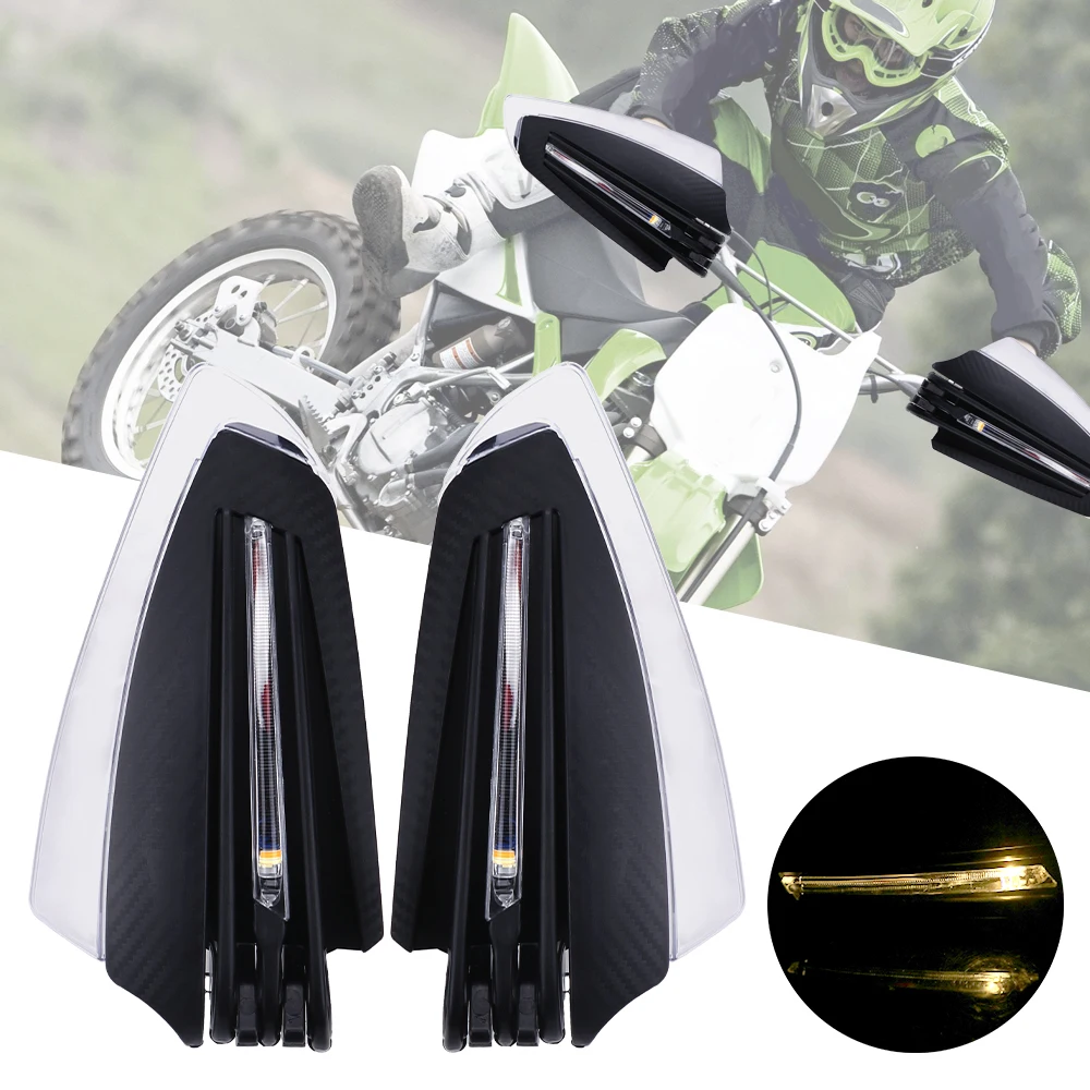 

Universal 1 Pair Motorcycle Hand Guards Windproof Motorcycle LED Hand Guard Shield with Turn Signal Light 22mm 7/8