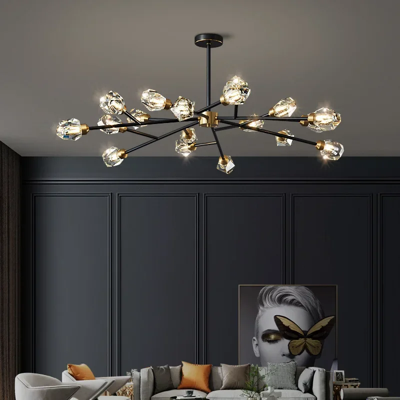 Modern Luxury Crystal LED Chandeliersfor Living Dining Room Bedroom Pendant Lamp Home Decor Prism Lighting