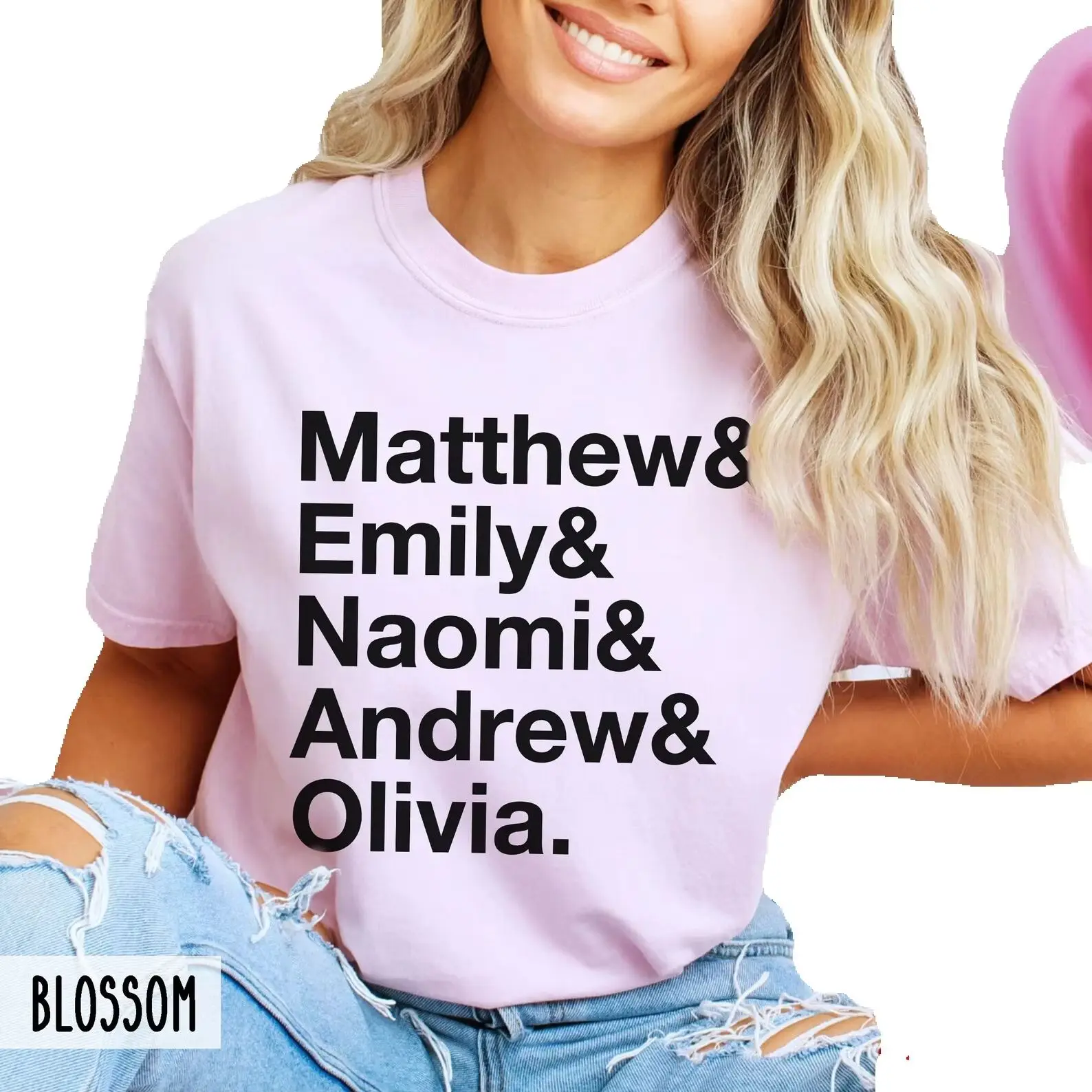 

Family Names design Shirt Unisex Mothers Father Day Gift Mathing Family Outfits for Mom Trendy Ampersand Kids Name Leisure Tee