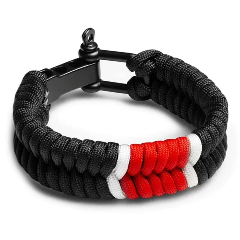 Fasion Paracord Bracelet Adjustable Size With U-Type Metal Shackle 550 Parachute Rope Braid Outdoor Emergency Survival for Men