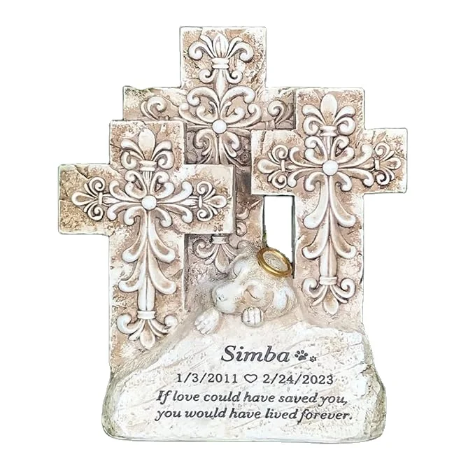 

A Cross With a Dog on a Silicone Molds for Epoxy Resin Tombstone That Can Be Carved With Text