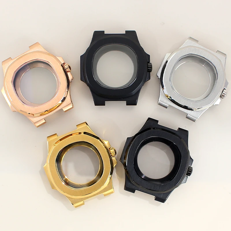 40 مللي متر ساعة حافظة الذهب الوردي 316L الصلب سوار الياقوت الزجاج ل Seiko NH35 NH34 NH36 NH38 حركة 30.8mmDial تعديل نوتيلوس