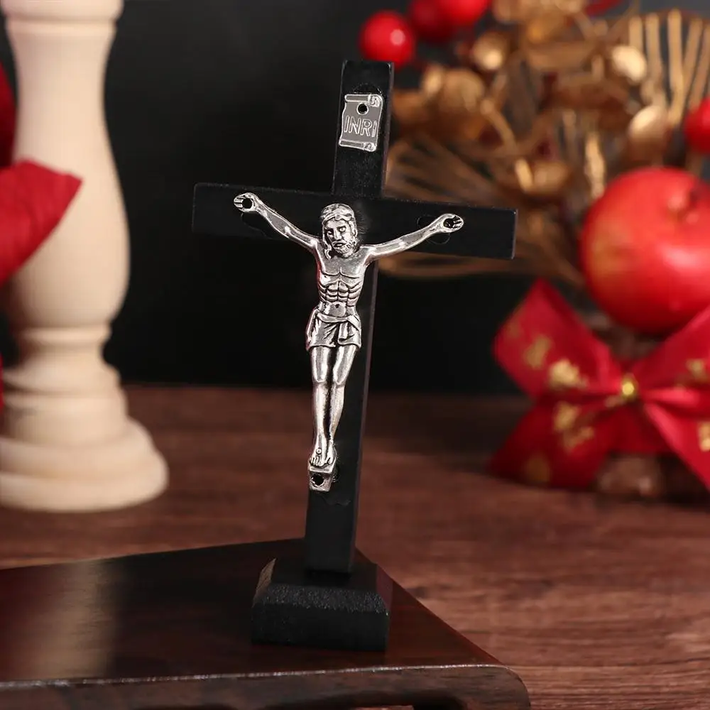 مع الوقوف الخشب الصليب سحر ديني الصلاة الكاثوليكية يسوع الصليب الكاثوليكية خشبية خمر الديكور الديني الكنيسة #3