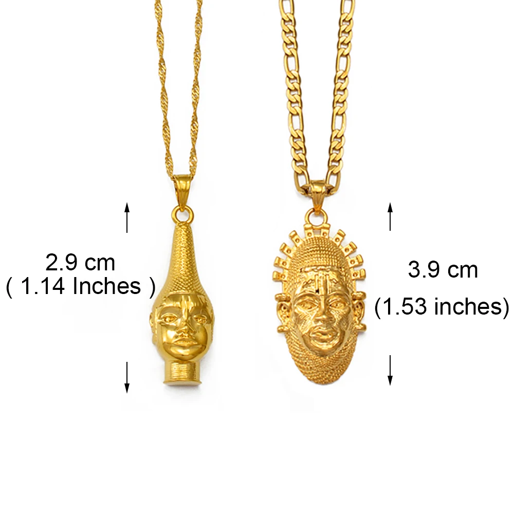 Anniyo Portrait of Queen Mother Idia of the Benin Empire Mask Pendant Necklace Women Men African Cultural Ornaments #248206