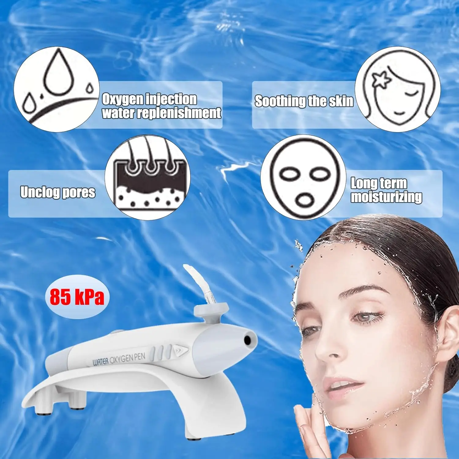 Pistolet de pulvérisation à Jet d'oxygène Nano 85kPa, Machine faciale pour Spa, nettoyage en profondeur, hydratation et Anti-âge, outil professionnel de Spa à usage domestique