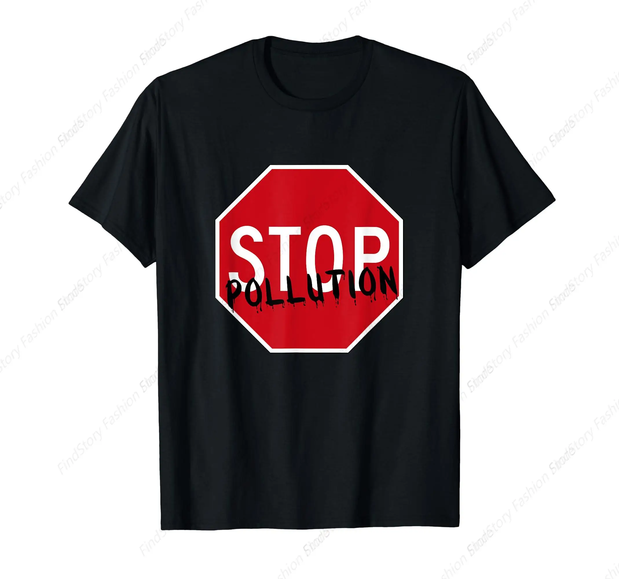 Stop Pollution T-Shirt for Men Cotton Vintage Short Sleeve O Neck Sports New Trend Tops Tee Daily Casual