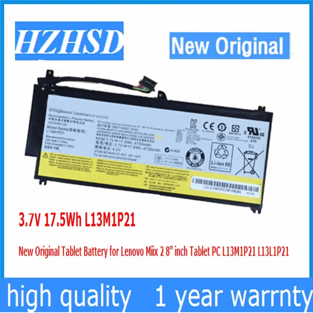 

3.7V 17.5Wh L13M1P21 New Original Tablet Battery for Lenovo Miix 2 8" inch Tablet PC L13M1P21 L13L1P21