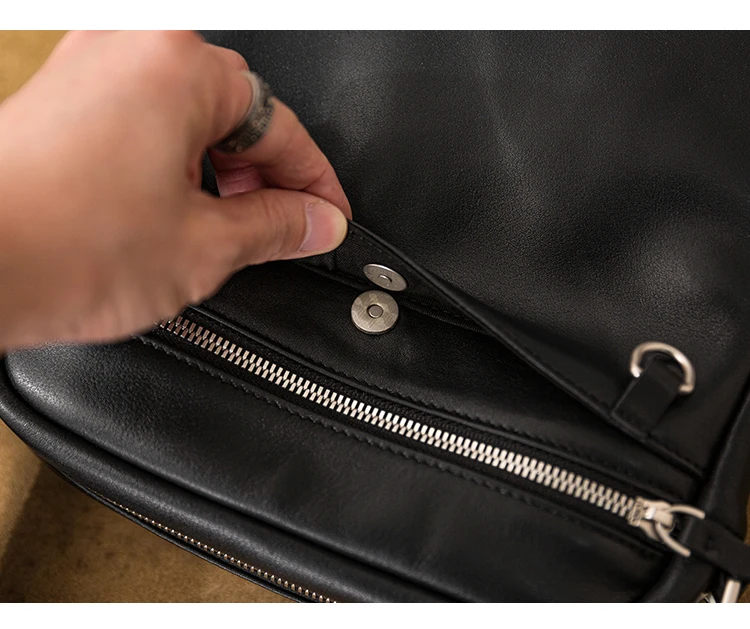 PNDME lässige, hochwertige, schwarze, kleine Umhängetasche für Herren aus echtem Leder, Wochenende, täglich, leicht, Umhängetasche aus echtem Rindsleder – Detail 10