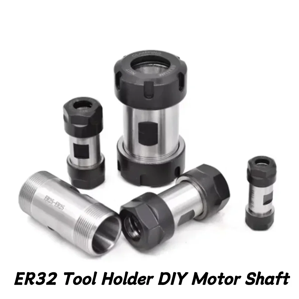 ER8 ER11 ER16 ER20 ER25 ER32 Tool Holder DIY Motor Shaft Column Spindle Double Chuck Motor Shaft ER Collet Engraving Machine