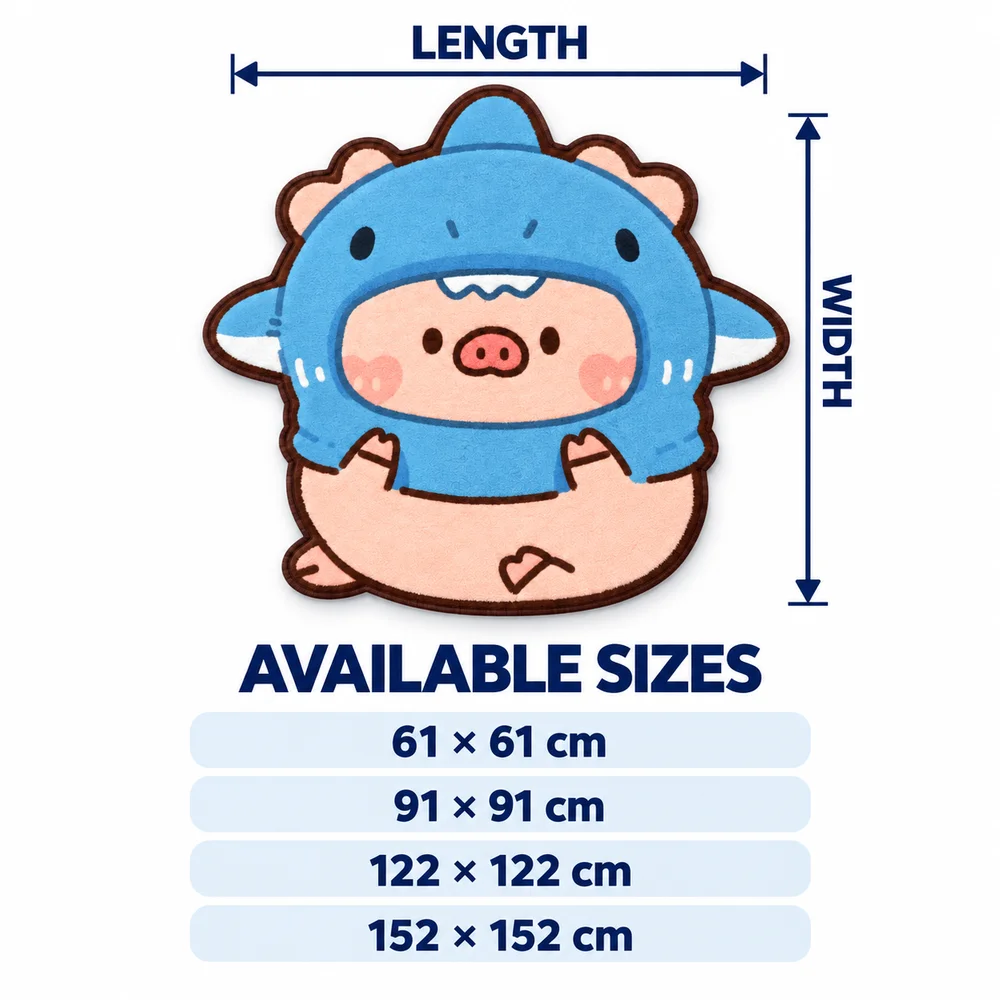 Cute Dinosaur Costume L-Lulu Pig Shaped Rug, Creative Indoor Irregular Flannel Area Floor Mat for Bedroom Living Room Home Decor