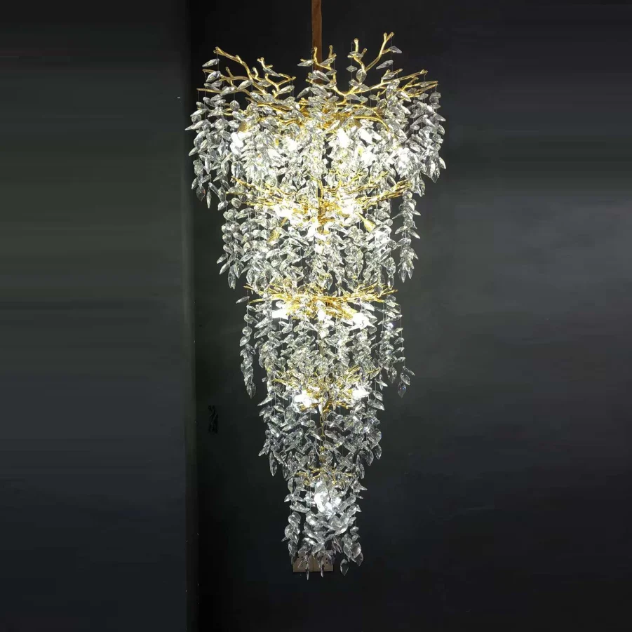 

Luxury crystal chandelier for living room Villa duplex Crystal Light Hotel lobby branch decorative chandelier modern stair light